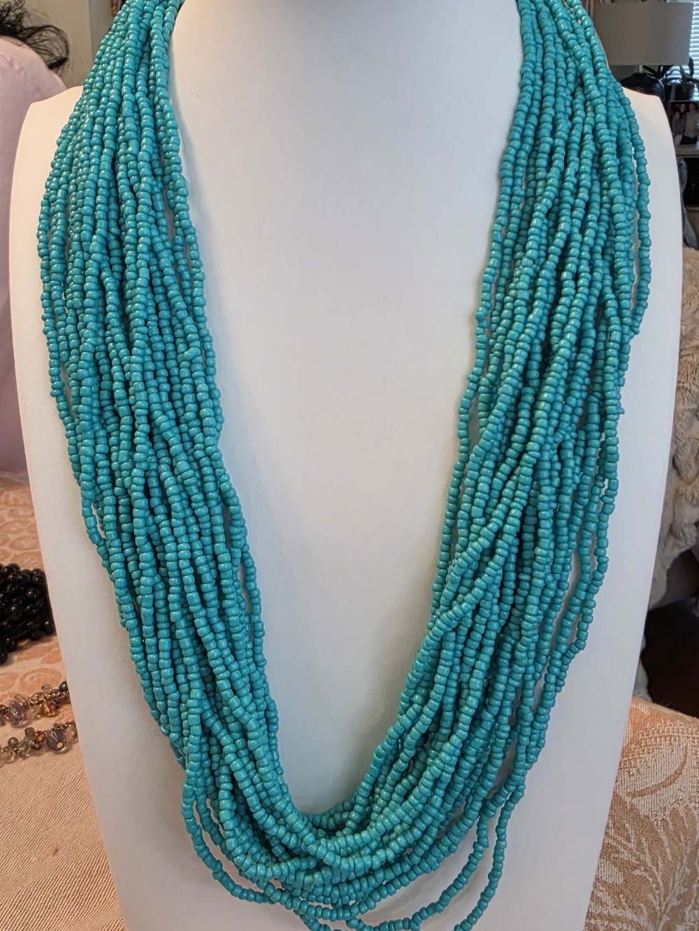 Turquoise Multi-Strand Beaded Necklace - Women Jewelry